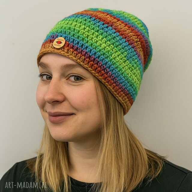 Kolorowa czapka całoroczna przejściowa cienka all season S/M