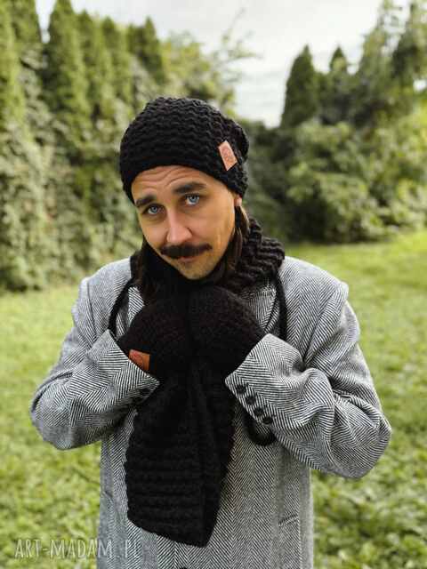 Męska czapka MERINO Neverland “Czarny” podszewka JEDWAB