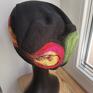 czapka filcowana zimowa handmade w kwiaty na podszewce - rozmiar uniwersalny etno welna
