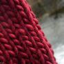 Syberianka bordo 100% wool czapa - zimowa dziergana czapki wełniana