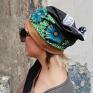 ręczne wykonanie boho czapka etno smerfetka długa na podszewce, wiosenno letnia turban folk