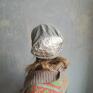 srebrne czapka szara smerfetka damska na podszewce góra frida