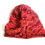 czapki boho turban czerwony obwód uniwersalny, zwraca uwagę frędzle