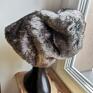 Futrzana czapka długo włos szary cieniowany sztuczne futro na podszewce folk etno