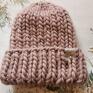 czapki: zimowa beanie z wełny peruwiańskiej - wool gruba na drutach