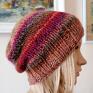 dwustronna czapka na drut bezszwowa na druta w sadzie - miła, ciepła kolorowa