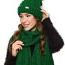 Komplet damski czapka z pomponem i zielony C03 - szal zimowy