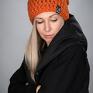 czapki: mono 32 - pomarańczowa - handmade na snowboard na zimę