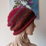 kolory jesieni czapki rękodzieło recznie na drutach - winne grona - miła, ciepła, zimowa