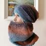 ręcznie wykonana czapka na drutach - miły, ciepły komplet z prezent rękodzieło