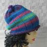 kolorowa beanie unisex, ciepła z wełny czapka handmade stylowa