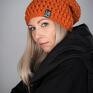 czapki: mono 32 - pomarańczowa - handmade na zimę