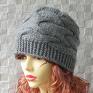 zima oversize - beanie czapka zimowa kolor grey