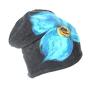 czapka handmade na podszewce - zima kwiaty