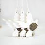 prezent święta 3 ceramiczne ptaszki choinkowe - modern - bombki dekoracje świąteczne białe