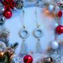 Kartkowelove świąteczny prezent komplet 2 zawieszek na choinkę kremowe frędzel - bożenarodzenie rekodzielo choinka