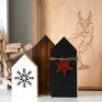 pomysł na prezenty świąteczne 3 domki z gwiazdą - drewniany ceramiczna święta