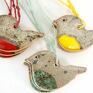 na święta upominki 3 ceramiczne ptaszki - brzuszki - handmade dekoracje świąteczne zawieszki choinkowe