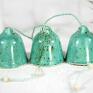 świąteczny prezent Ceramiczny dzwonek - boho - dzwonki choinkowe turkusowe