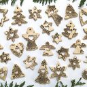Zestaw 26 ceramicznych zawieszek świątecznych - dwustronne ozdoby choinkowe