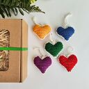 Kolorowe serca - zawieszki choinkowe handmade (komplet 5 szt.)