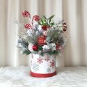 Duży stroik świąteczny LED z Grinchem w okrągłym flower boxie