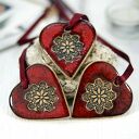 Ceramiczne ozdoby choinkowe serca - lawa (zestaw 3 szt.)