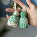 Ozdoby choinkowe, dekoracje świąteczne, mini - czapeczki, zestaw 2 szt