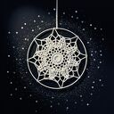 Szydełkowa śnieżynka ze złotymi cekinami - dekoracja okna o średnicy 20