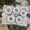 Zimowe plasterki - drewniane dekoracje choinkowe decoupage vintage (zestaw 5 szt.)