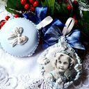 Bombki medaliony w stylu vintage - srebrzone ornamenty, zestaw 2 szt