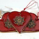 3 ceramiczne ozdoby serca - lawa