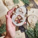 Zimowe plasterki - zestaw 5 ręcznie robionych ozdób choinkowych decoupage