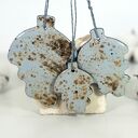 Zestaw ceramicznych ozdób choinkowych zimowe liście