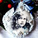 Bombki medaliony w stylu vintage - srebrzone ornamenty, zestaw 2 szt