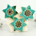 Turkusowe gwiazdki choinkowe - ozdoby ceramiczne (zestaw 3)