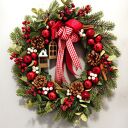 Wianek świąteczny Drewniane domki