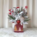 Dekoracja na Boże Narodzenie z Mikołajem - stroik w flower boxie