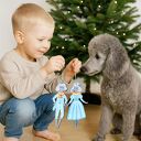 Ręcznie malowane ozdoby świąteczne - para pudli w błękitnych strojach |Zawieszki