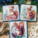 Świąteczne podkładki decoupage z wiewiórkami
