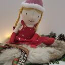 Świąteczna maskotka handmade - dekoracyjna laleczka w czerwieni