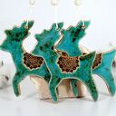 Turkusowy renifer - ceramiczny ozdoba choinkowa