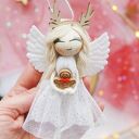 Aniołki świąteczne - zestaw 2 szt. | Makramowe aniołki na święta