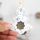 Zestaw 3 ceramicznych choinek na świąteczne zawieszki