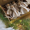 Aniołek zawieszka na choinkę boho, lniany ecru, Anioł stróż dla domu na prezent, box