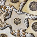 Ceramiczne ozdoby na choinkę - zestaw 6 ręcznie robionych gwiazdek