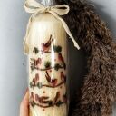 Świeca dekoracyjna 18 cm z motywem ptaków - świąteczny handmade