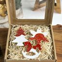 Zestaw zawieszek ceramicznych, zawieszki świąteczne biało czerwone - 3