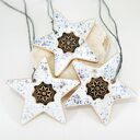Ceramiczne gwiazdki choinkowe - śnieg (zestaw 3 szt.)