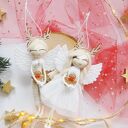 Aniołki świąteczne - zestaw 2 szt. | Makramowe aniołki na święta